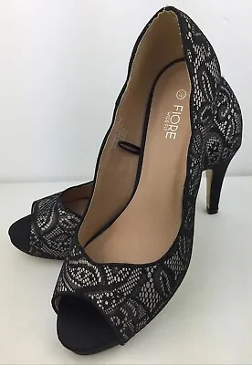 £12.99 • Buy Matalan Fiore Women's Black Mesh Design Peep Toe High Stiletto Heel Shoes, UK 7.