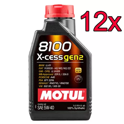[Case Of 12] Motul 8100 X-Cess Gen2 Full Synthetic 5W-40 Engine Motor Oil 1L • $126.88