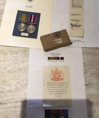 £54 • Buy WW11 WAR AND DEFENCE MEDALS CORPORAL D.F. SANDERS BOMBER COMMAND RAF +documents