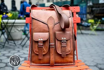 Bag Rucksack Vintage Backpack Leather Shoulder Laptop Travel Men's Messenger  • $89.56