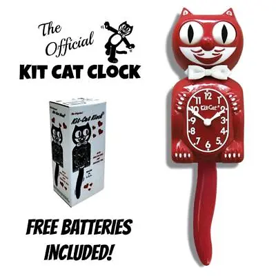 SPACE CHERRY RED KIT CAT CLOCK 15.5  Free Battery MADE IN USA New Kit-Cat Klock • $69.99