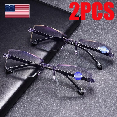 $4.85 • Buy 2Pcs High Hardness Anti-blue Far And Near Dual Use Reading Glasses Adult New SW5