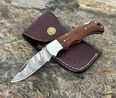 Damascus Folding Pocket Knife With Small Defects Handmade (See Description) • $15.99