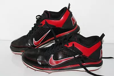 Nike Air Show Elite 2 Mid Baseball Cleats #414986-061 Blk/Red Metal Men's 14 • $21.88