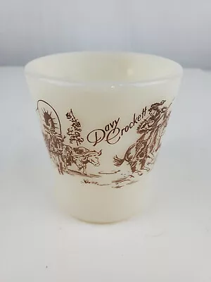 Vintage Davy Crockett FireKing Oven Ware Milk Glass D Handle Brown Text Mug • $8.99