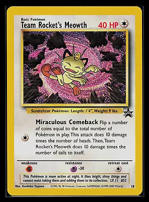 Pokemon Card - Team Rocket's Meowth - WoTC Black Star Promo #18 • $7.99