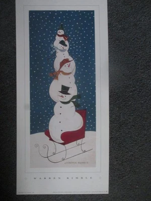$8.99 • Buy Warren Kimble 7 X 15 Print.  Snowmen On A Sleigh #1088 Unframed