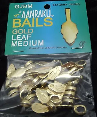 Aanraku GOLD Plated Jewelry Bails MEDIUM Fused Glass Pendants 25 Glue-On Leaf • $20.99