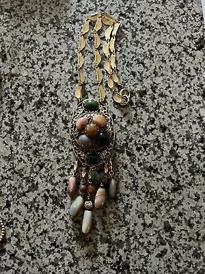 Vintage Necklace With Large Pendant With Large Stones • $15
