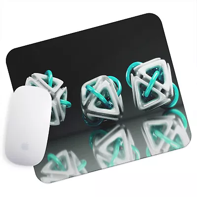 UK Seller Anti-Slip Gamimg Mouse Pad Mat PC Laptop  3D Teal Green Shapes • £5.99