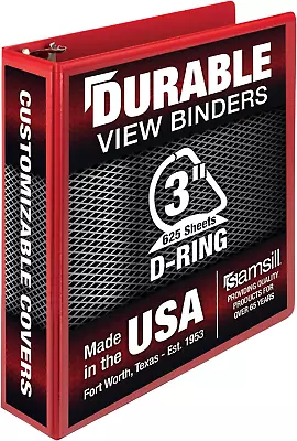 Durable 3 Inch Binder Made In The USA D Ring Binder Customizable Clear View C • $19.99