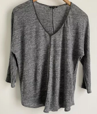 $15 • Buy Massimo Dutti Women Long Sleeve Grey Linen Top - Seam Front Design Size Medium