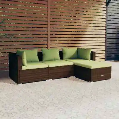 $620.99 • Buy 4 Piece Garden Lounge Set With Cushions Poly Rattan Brown VidaXL