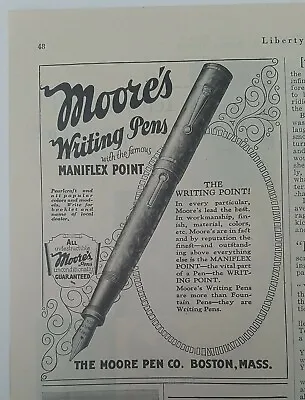 1928 Moore's Writing Fountain Pen Maniflex Point Vintage Original Ad • $9.99