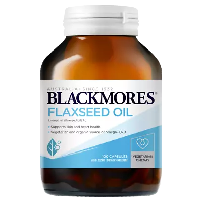 Blackmores Flaxseed Oil 100 Capsules Vegetarian Organic Source Of Omega-3 6 & 9 • $26.07
