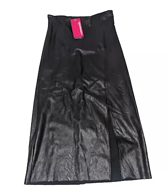 Commando Faux Leather Side Slit Midi Skirt In Black - Size Small NEW • £72.34