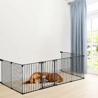 8 PCS Folding Baby Safety Fence Gate Panels Pet Dog Cat PlayPen Fireplace Guard • £99.95