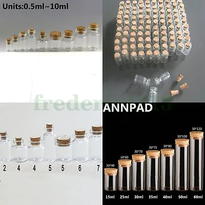 Wholesale Lots Small Clear Glass Bottles 0.5ml--60ml Empty Vials With Cork • $95.88