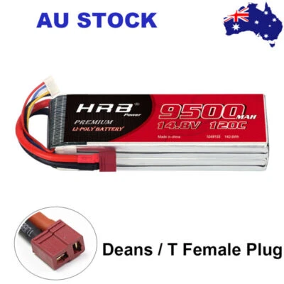 $127.99 • Buy HRB 4S 9500mAh 14.8V 120C Deans LiPo Battery For RC Car Drone Helicopter Truck