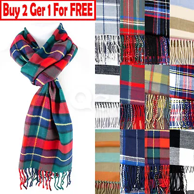 Mens Womens Winter Warm SCOTLAND Made 100% CASHMERE Scarf Scarves Plaid Wool • $7.69