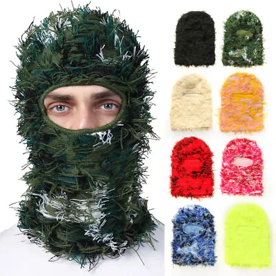 Distressed Balaclava Knitted Full Face Ski Mask Winter Neck Warmer Beanie Cap • $12.99