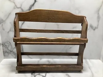 Vtg Wood 2 Tier Spice Rack Wall Hanging Free Standing 11”X 10.25”Wooden Japan • $39.99