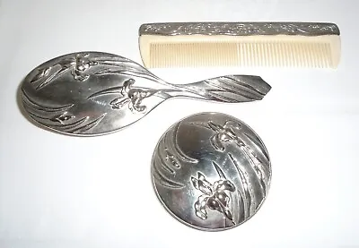 £12 • Buy Decorative Vintage Silver Plated Dressing Table/Vanity Set - Brush/Mirror/Comb