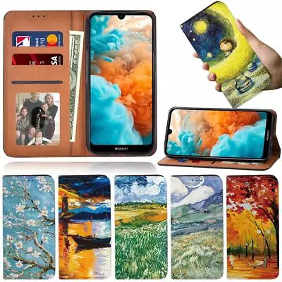 Paint Leather Stand Wallet Cover Case For Huawei Y5 Y6/Y6S Y6 Pro 2019 /Y9 Prime • £4.92