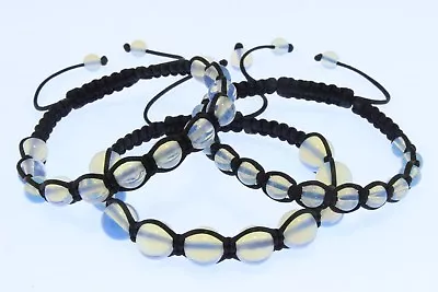 £15 • Buy Shamballa Bracelet, Set Of 3, Moonstone/Opalite 10mm/8mm/6mm Beads