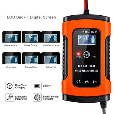 5A 12v Intelligent Smart Motorcycle Car Battery Pulse Chargers Lead Acid Storage • $42.81