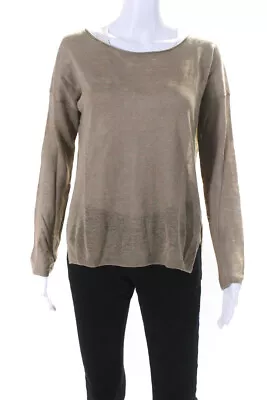 Vince Women's Round Neck Long Sleeves Pullover Sweater Brown Size XS • $52.45