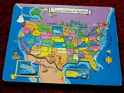 Wood Puzzle United States Of America  Great Educational Vintage  • $7