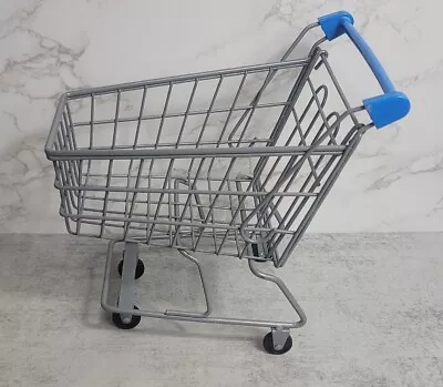 Mini Shopping Cart Metal Display Toy Fun Gray Walmart Blue Small Shop Wheels  • $11.96