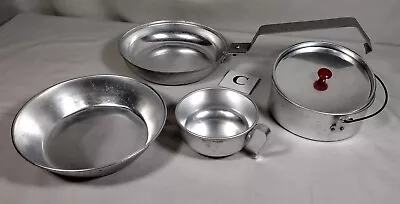 $9.99 • Buy C) Vintage Nesting Aluminum Mess Kit, 5 Piece Set, Camping, Cabin, Decor
