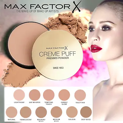 Max Factor Creme Puff Pressed Face Powder Compact Foundation 14g  All Shades • £6.50