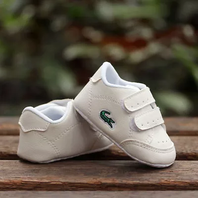 Newborn Baby Boy Girl White Sneakers Pram Shoes Infant Trainers Size 0-18 Months • £4.99