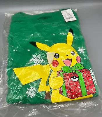 $14.99 • Buy Pokemon Christmas Pikachu T-Shirt Green Boys Size XS Long Sleeves