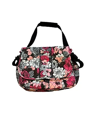 Vera Bradley Pink Floral Mocha Rouge Attache Laptop Messenger Crossbody Bag • $30