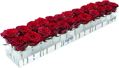 LOYWREE 2 Pack Flower Vase Acrylic Rectangular Floral Centerpiece For Dining Tab • $54.12