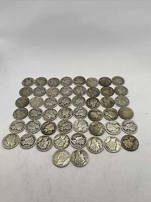 Roll Of 90% Silver Mercury Dimes (50 Coins) • $50