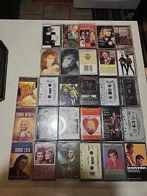 Lot Of 28 Vintage County Music Cassette Tapes Reba Garth Dolly Kenny Elvis • $10