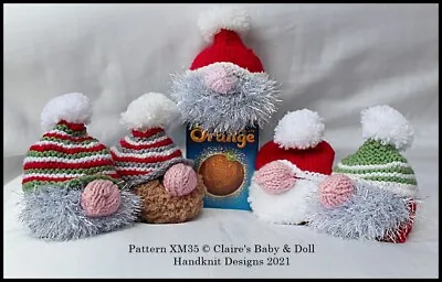 £4 • Buy Knitting Pattern To Make Christmas Gnome Chocolate Orange Covers