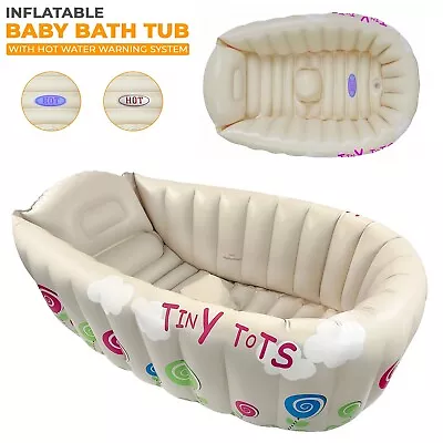 New Tiny Tots Inflatable Baby Bath Hot Tub Heat Sensor Infant Washing Travel Tub • £11.85