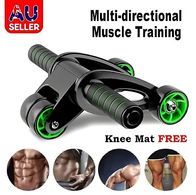 AB Abdominal Roller Wheel Waist Core Workout Fitness Exercise Home Gym Knee Pad • $38.99