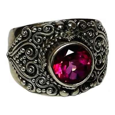 Sarda Bali Sterling 925 Silver Pink Mystic Topaz Bead Accent Ring Size 8 • $89.99