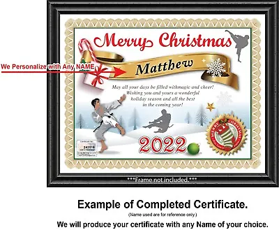 PERSONALIZED CHRISTMAS CERTIFICATE - Karate Martial Arts Judo Jujutsu GREAT GIFT • $9.98