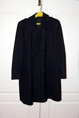 John Weitz Burton Vintage Dark Navy Herringbone Wool Knee Length Coat Mens 40  • £36