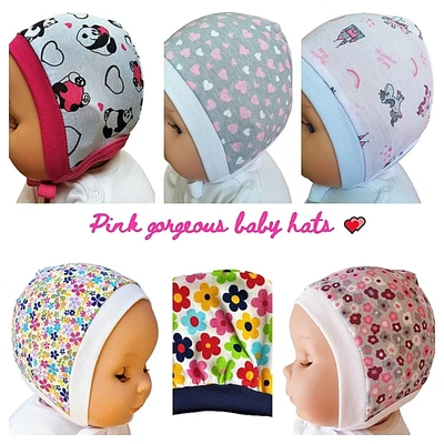 £3.39 • Buy PINK  Newborn To 12 Months BABY GIRL  HATS BONNETS WITH TIES 100% COTTON
