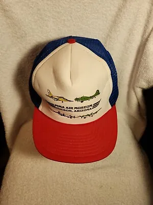 VTG Pima Air Museum Tucson Arizona Truckers Hat Cap Red White Blue Snapback Mesh • $12.37