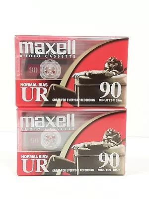 Lot Of 2 Maxwell UR 90 Minute Audio Cassette Tapes Normal Bias NEW SEALED  • $9.99